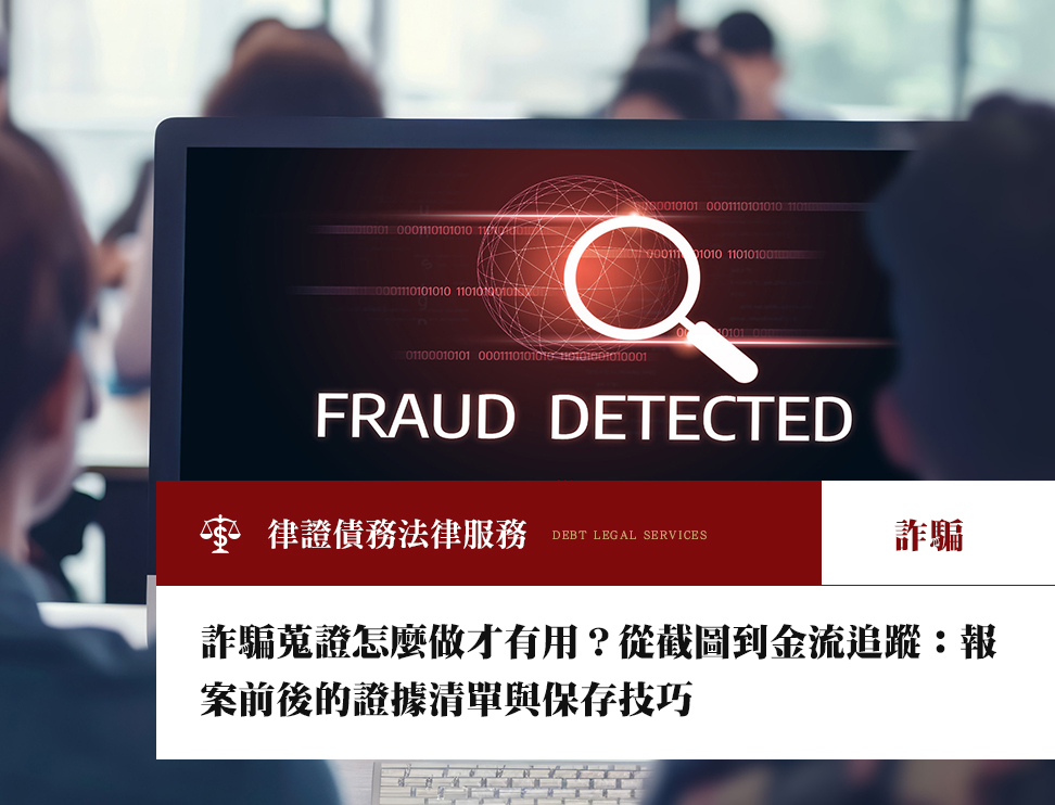 詐騙蒐證怎麼做才有用?從截圖到金流追蹤:報案前後的證據清單與保存技巧